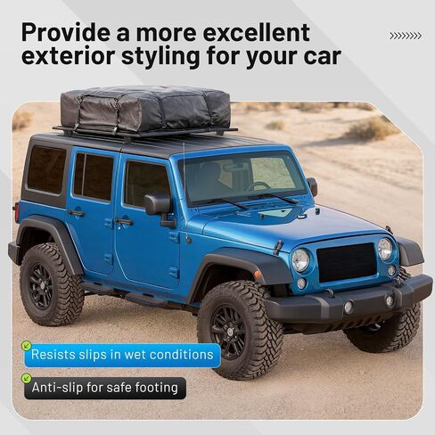 Rugged Side Steps Compatible with 2007-2018 Jeep Wrangler JK Unlimited JKU 4-Door Running Boards, High-Strength Steel Step Bars, Powder-Coated & Textured, 4-Piece Set in Saudi Arabia