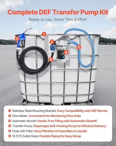 مضخة نقل Vevor DEF ، 10.5 GPM ، RIAPHRAGM RIDRGING SELF PRITER OPERT OLID OIL OLID AUTOMOTIVE AUTOMOTIVE OIL ، 110V ، 375W ، 26.25 FT LIVE in Kuwait
