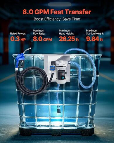 مضخة نقل Vevor DEF ، 10.5 GPM ، RIAPHRAGM RIDRGING SELF PRITER OPERT OLID OIL OLID AUTOMOTIVE AUTOMOTIVE OIL ، 110V ، 375W ، 26.25 FT LIVE in Kuwait