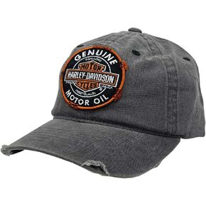 Harley-Davidson Men's Distressed Motor Oil Adjustable Baseball Cap, Washed Gray in Saudi Arabia