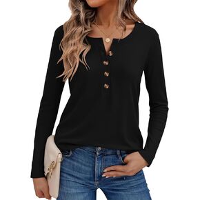 WNEEDU Long Sleeve Shirts for Women Casual Henley Tops Winter Warm Sweatshirt - Soft,Crewneck,Going Out,Fall Fashion 2025 in Kuwait