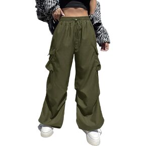 ZAFUL Parachute Pants for Women Sweatpants Y2K Contrast Pipping Cargo Trousers Jogger Pants with Pockets in Kuwait