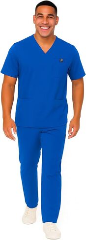 طقم فرك رجالي M&M SCRUBS - رقبة على شكل حرف V قابلة للتمدد ومتعددة الجيوب للرجال، قميص طبي موحد وسروال كارجو in Kuwait