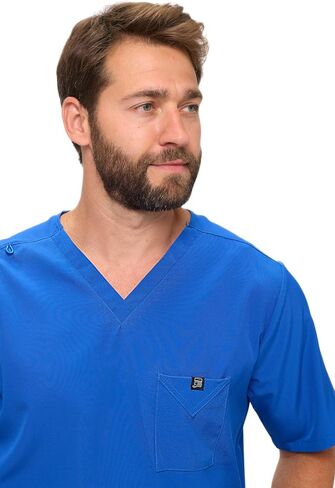 طقم فرك رجالي M&M SCRUBS - رقبة على شكل حرف V قابلة للتمدد ومتعددة الجيوب للرجال، قميص طبي موحد وسروال كارجو in Kuwait