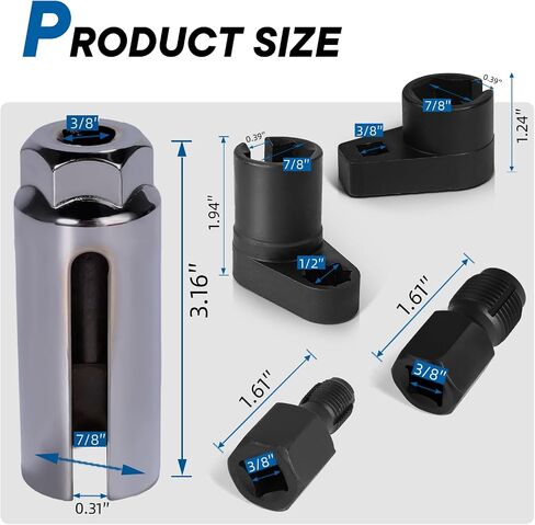 O2 Sensor Socket, 1/2 Inch Drive by 7/8 Inch Oxygen Sensor Socket, Automotive Oxygen Sensor Removal Tool with Side Wire Gate in Kuwait