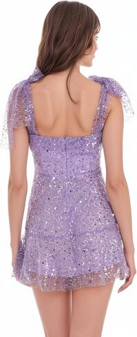 تول السباغيتي الأشرطة فساتين العودة للوطن 2025 الترتر سباركلي فستان كوكتيل ألين القوس ثوب التخرج in Kuwait