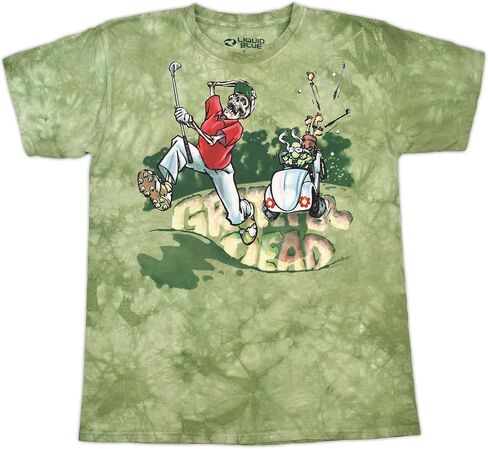 تي شيرت Liquid Blue Dead Golf Vintage Band - تي شيرت Grateful Dead، قطن عضوي، قميص الحفلات الموسيقية للرجال in Saudi Arabia