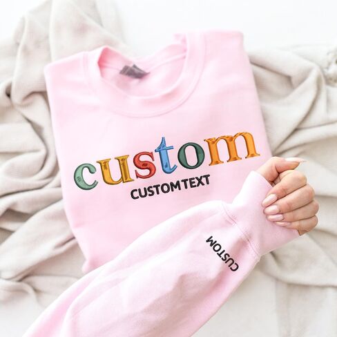 Custom Embroidered Multicolor Crewneck, Embroidery Crewneck, Custom Embroidery, Personalized Sweatshirt, Embroidered Sweatshirt, mom gift, Christmas Embroidered Customizable Unisex Sweater in Saudi Arabia