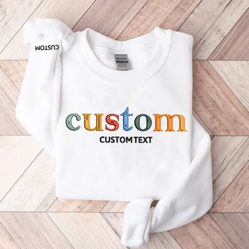 Custom Embroidered Multicolor Crewneck, Embroidery Crewneck, Custom Embroidery, Personalized Sweatshirt, Embroidered Sweatshirt, mom gift, Christmas Embroidered Customizable Unisex Sweater in Saudi Arabia