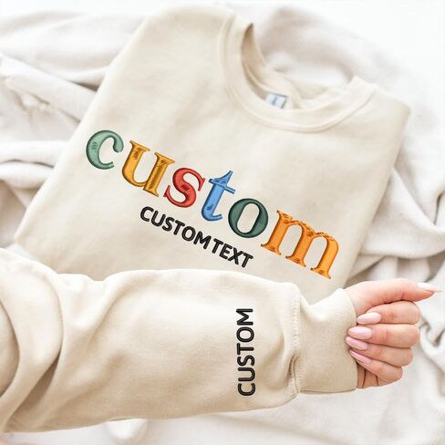 Custom Embroidered Multicolor Crewneck, Embroidery Crewneck, Custom Embroidery, Personalized Sweatshirt, Embroidered Sweatshirt, mom gift, Christmas Embroidered Customizable Unisex Sweater in Saudi Arabia