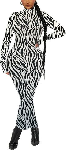 Women's Long Sleeve Bodycon Dress Maxi Mock Neck Fall Winter Casual Club Party T Shirts Tight Dresses in Kuwait