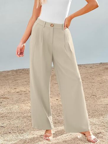 JURIS Women's High Waisted Wide Leg Formal Pants Elasticized Waist Back Casual Pants Business Work Suit Pants in Kuwait