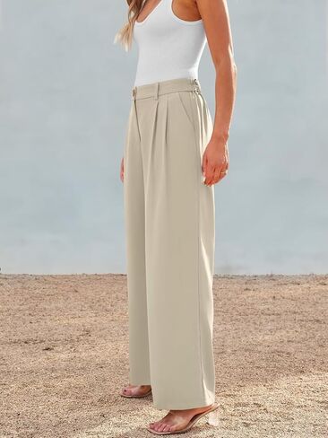 JURIS Women's High Waisted Wide Leg Formal Pants Elasticized Waist Back Casual Pants Business Work Suit Pants in Kuwait