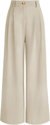 JURIS Women's High Waisted Wide Leg Formal Pants Elasticized Waist Back Casual Pants Business Work Suit Pants in Kuwait