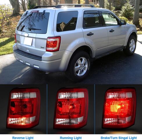 مجموعة مصابيح الذيل Escape متوافقة مع 2008-2012 Ford Escape يمين الركاب الجانب الخلفي مصباح الفرامل العكسي استبدال FO2801210 8L8Z13404A (ث/س المصابيح والتسخير ومقبس المصباح) in Kuwait
