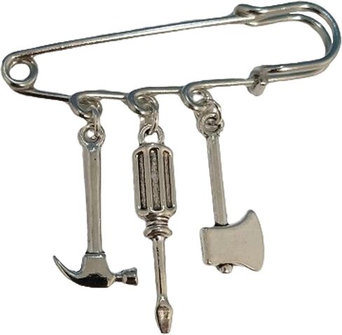 Generic Hammer Pendant Brooch, Cool Style Miniature Tool Charm Dangle Pin for Man Woman, Axe and Screwdriver Charm Jewelry Accessories for Clothing in Saudi Arabia