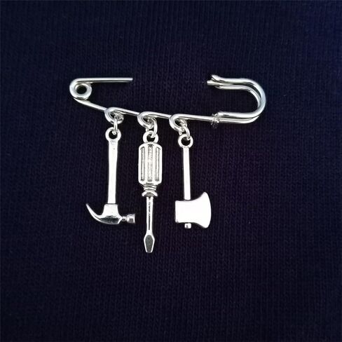 Generic Hammer Pendant Brooch, Cool Style Miniature Tool Charm Dangle Pin for Man Woman, Axe and Screwdriver Charm Jewelry Accessories for Clothing in Saudi Arabia