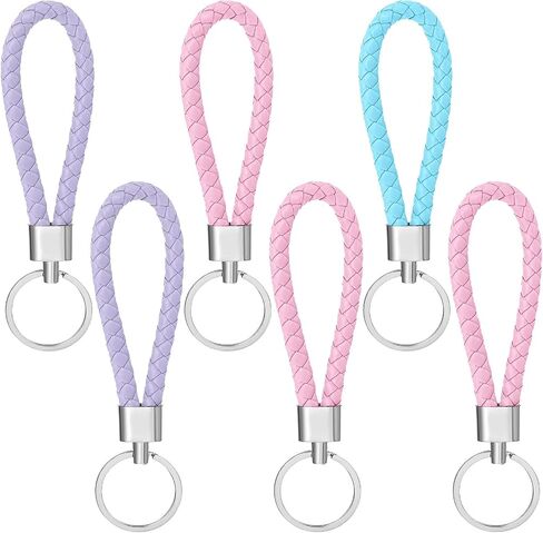 6Pcs Leather Keychains for Women,Wristlet Keychain, Car Keychain for Women, Fancy Fun Cool Keychains,Small Leather Key Lanyard, Key Holder Pack in Saudi Arabia