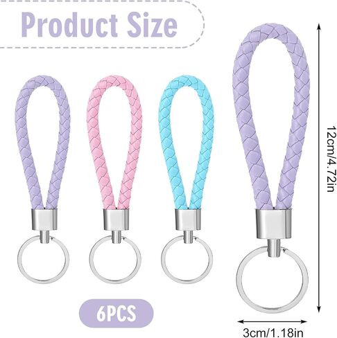6Pcs Leather Keychains for Women,Wristlet Keychain, Car Keychain for Women, Fancy Fun Cool Keychains,Small Leather Key Lanyard, Key Holder Pack in Saudi Arabia