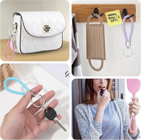 6Pcs Leather Keychains for Women,Wristlet Keychain, Car Keychain for Women, Fancy Fun Cool Keychains,Small Leather Key Lanyard, Key Holder Pack in Saudi Arabia