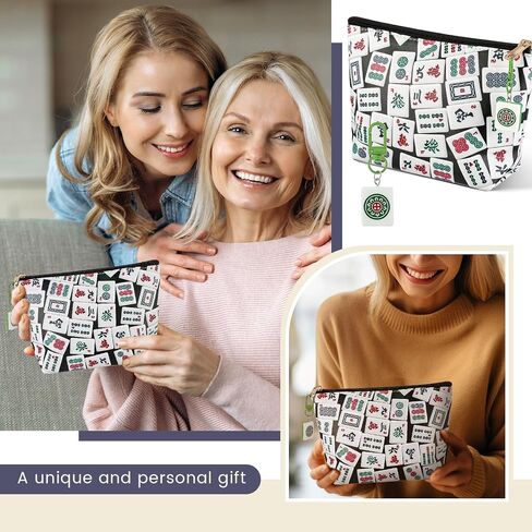 Christmas Mahjong Lover Gift Mahjong Coin Bag with Mahjong Keychain Set PU Leather Mahjong Themed Coin Purse Mahjong Gifts for Mahjong Lover Women Mom Grandma Birthday Travel in Kuwait