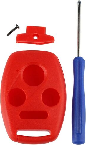 NO CUTTING NEEDED - Key Fob Keyless Entry Remote Shell Case & Pad fits Honda 2003-2012 Accord / 2006-2013 Civic EX / 2009-2015 Pilot /2005-2006 CR-V (Red) in Saudi Arabia