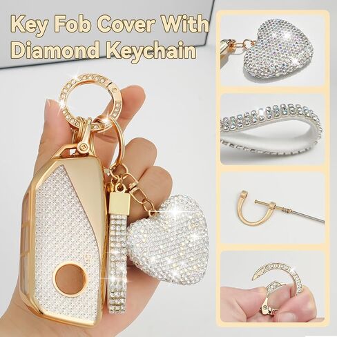 Key Fob Cover with Diamond, Compatible with BMW 2023~up X1 X2 X3 X5 X6 X7 XM etc, Sparkling TPU Key Case for Women in Saudi Arabia