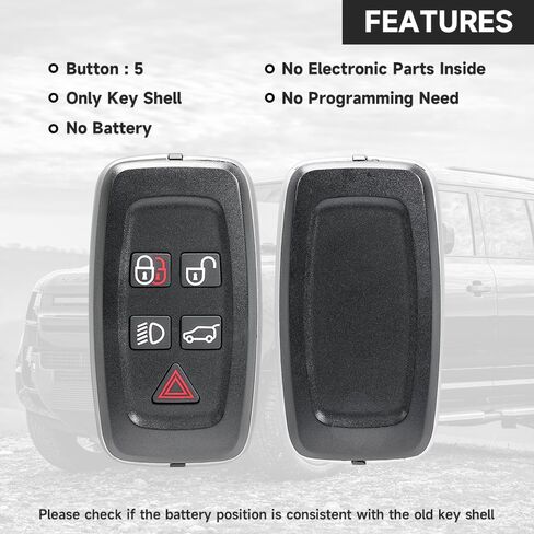 Key Fob Cover Case Replacement 5 Buttons Key Fob Remote Control Shell Case - Compatible for Land Rover 2010-2015 for Land Rover LR4 2010-2015 in Saudi Arabia