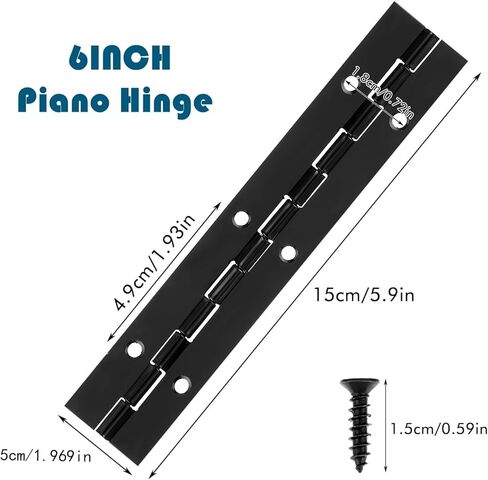 قطعتان من مفصلات البيانو شديدة التحمل، مقاس 8 بوصات 304، مفصلات بيانو سوداء مستمرة، سمك 0.05 بوصة، عرض مفتوح 1.2 بوصة، مثالية لأبواب الخزانة القابلة للطي، مفصلات أثاث سوداء من الفولاذ المقاوم للصدأ تتضمن 96 قطعة براغي in Kuwait