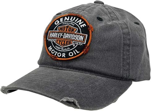 Harley-Davidson Men's Distressed Motor Oil Adjustable Baseball Cap, Washed Gray in Saudi Arabia