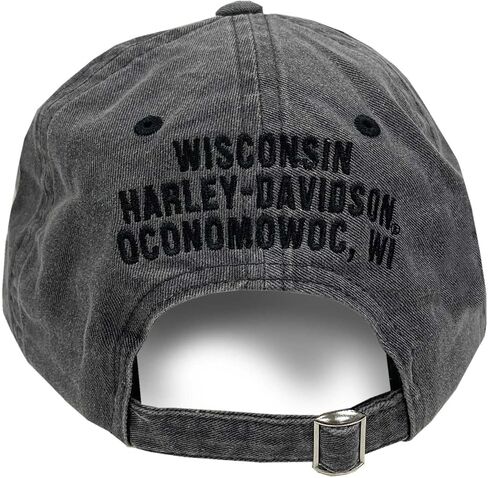 Harley-Davidson Men's Distressed Motor Oil Adjustable Baseball Cap, Washed Gray in Saudi Arabia