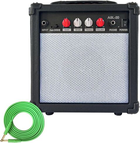 Ermik Mini Electric Guitar Amplifier Amp Speaker 5W with 6.35mm Input 1/4 Inch Headphone Output Supports Volume Tone Adjustment Overdrive,Guitar amp 5W,with Guitar Cable,Audio Cable Adapter(5W) in Kuwait