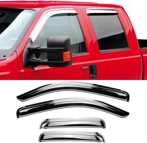 Original Side Window Wind Deflector, 4pc Out-Channel Tape-On Rain Guards Set,Window Visor fit for 2007-2013 Chevy Silverado/GMC Sierra 1500,2007-2014 2500HD/3500HD with Extended Cab 94040 in Kuwait
