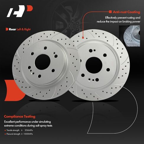 A-Premium 13.58 inch (345mm) Rear Drilled and Slotted Disc Brake Rotors + Ceramic Pads Kit Compatible with Select Chevy, GMC and Cadillac Models - Silverado 1500, Tahoe, Sierra 1500, Yukon, 6-PC Set in Saudi Arabia