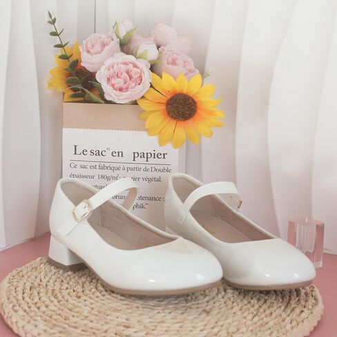 YouDesney Girls Dress Shoes ، Mary Jane Flower Girls Shoes ، Princess Low Low Heels للمدرسة ، زفاف ، حفلة (طفل صغير/أطفال صغيرون/أطفال كبيرون) in Saudi Arabia