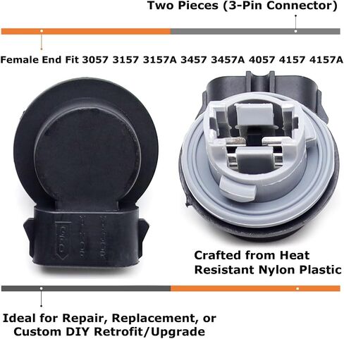 iJDMTOY زوج OE-Spec L-Shape 3157 4157 T25 المصباح الأمامي لوقوف السيارات/التخليص، مقابس محول قابس لمبة إشارة الانعطاف متوافقة مع Ford F150 F250 F350 Explorer Mustang Focus، إلخ in Saudi Arabia