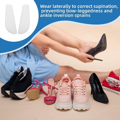 6 Pairs Medial Lateral Heel Wedge Felt Insoles for Foot Alignment, Knock Knee Pain, Bow Legs, Osteoarthritis Adhesive Shoe Inserts for Men and Women in Saudi Arabia
