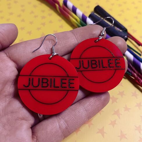 Hypoallergenic Nickel Free X Jubilee Red Circle Costume Earrings, Red Name Cosplay Jewelry in Saudi Arabia