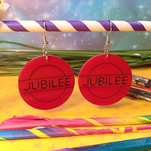 Hypoallergenic Nickel Free X Jubilee Red Circle Costume Earrings, Red Name Cosplay Jewelry in Saudi Arabia