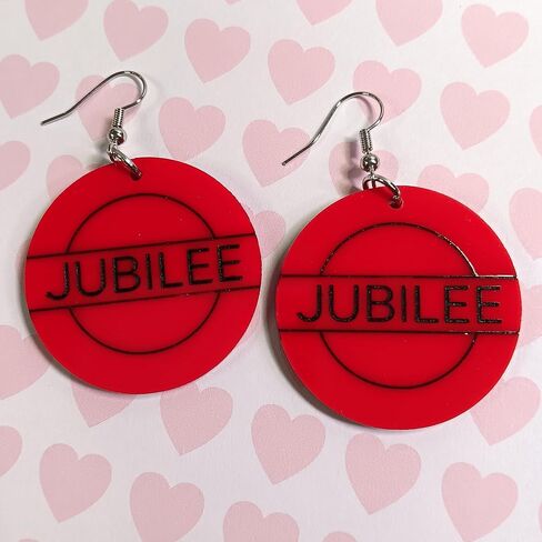 Hypoallergenic Nickel Free X Jubilee Red Circle Costume Earrings, Red Name Cosplay Jewelry in Saudi Arabia