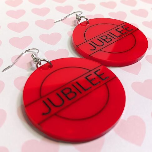 Hypoallergenic Nickel Free X Jubilee Red Circle Costume Earrings, Red Name Cosplay Jewelry in Saudi Arabia