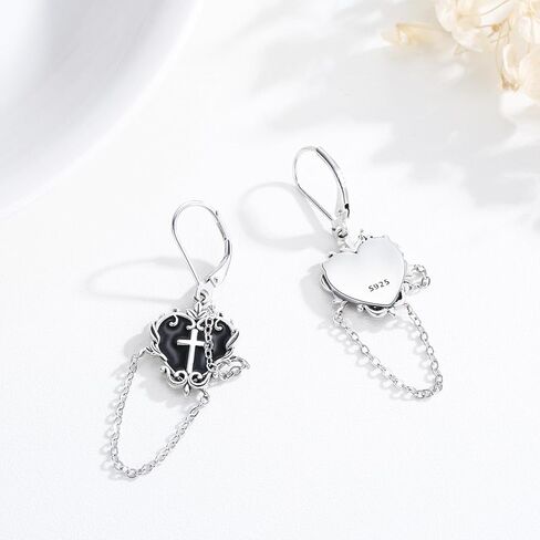 Witches Heart Earrings for Women Gothic Heart/Dragonfly/Peacock/Lawyer Leverback Earrings Gifts for Mom Daughter Halloween Christmas Valentine's Day in Saudi Arabia