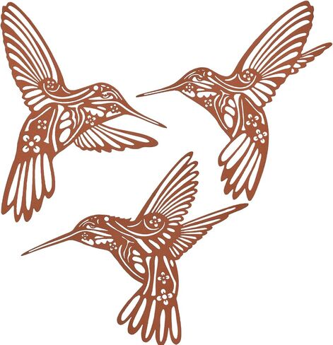 Metal Hummingbird Outdoor Wall Decor,Black Metal Bird Wall Art Decor,Fence Decorations Outdoor,Indoor Hanging Decor Ornaments for Patio Balcony Yard Living Room Bathroom Bedroom,9.5'' X 3PCS in Saudi Arabia
