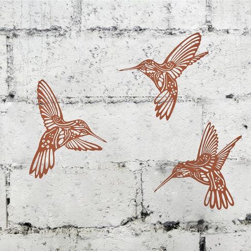 Metal Hummingbird Outdoor Wall Decor,Black Metal Bird Wall Art Decor,Fence Decorations Outdoor,Indoor Hanging Decor Ornaments for Patio Balcony Yard Living Room Bathroom Bedroom,9.5'' X 3PCS in Saudi Arabia