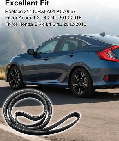 Engine Serpentine Drive Belt Fit for Acura ILX Honda Civic L4 2.4L 2012 2013 2014 2015 Replace 31110RX0A01 K070667 in Saudi Arabia
