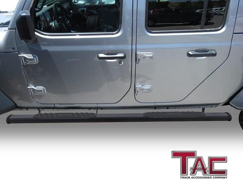 لوحات الجري ذات الدرجات الجانبية من TAC المتوافقة مع 2020-2024 Jeep Gladiator JT Truck 5 بوصات من الألومنيوم ذات قضبان خطوة سوداء وقضبان Nerf وملحقات الطرق الوعرة in Saudi Arabia