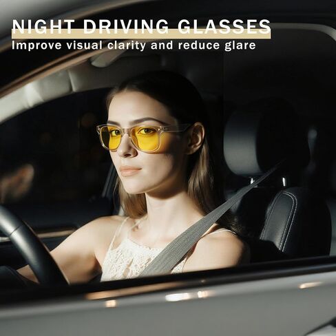 FancyPink Night Driving Glasses for Women Trendy Yellow Anti Glare Lens for Nighttime Polarized Night Vision Glasses in Saudi Arabia