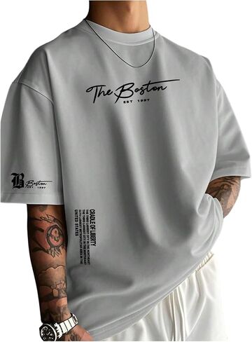SOLY HUX Men's Summer Letter Graphic Tees Casual Short Sleeve Crew Neck T Shirts in Saudi Arabia