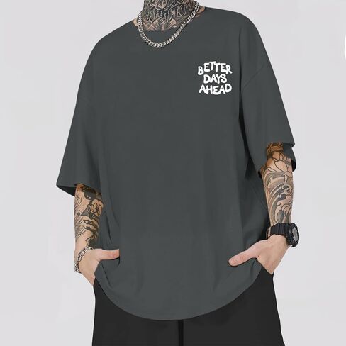 Mens Funny Graphic T-Shirts Oversized Inspirational Positive Saying Shirt Vintage Printed Tees Casual Streetwear Tops in Saudi Arabia