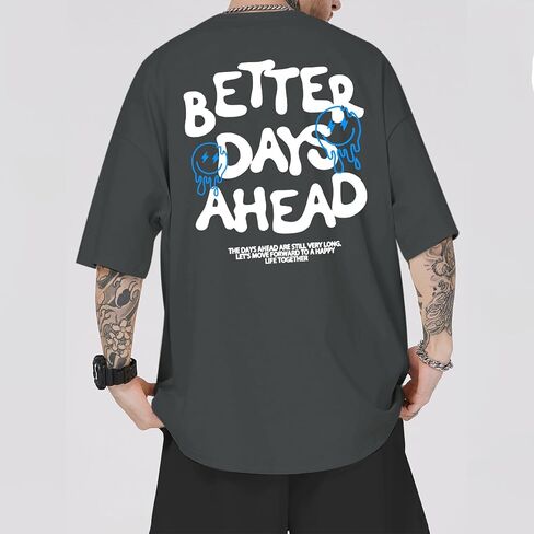Mens Funny Graphic T-Shirts Oversized Inspirational Positive Saying Shirt Vintage Printed Tees Casual Streetwear Tops in Saudi Arabia